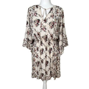 LOVESTITCH Mixed Print Ruffle Sleeve Floral Dress - Medium